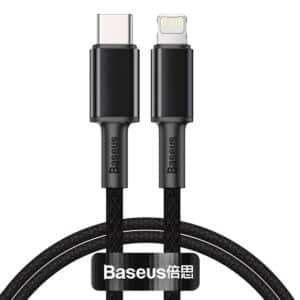 כבל סנכרון וטעינה Baseus High Density Braided Fast Charging Data Cable Type-C to iP PD 20W באורך 1 מטר - צבע שחור