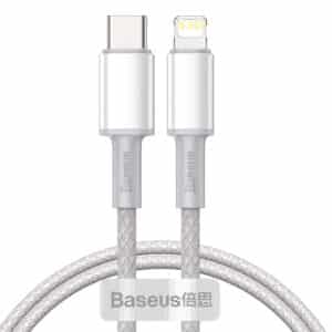 כבל סנכרון וטעינה Baseus High Density Braided Fast Charging Data Cable Type-C to iP PD 20W באורך 1 מטר - צבע לבן