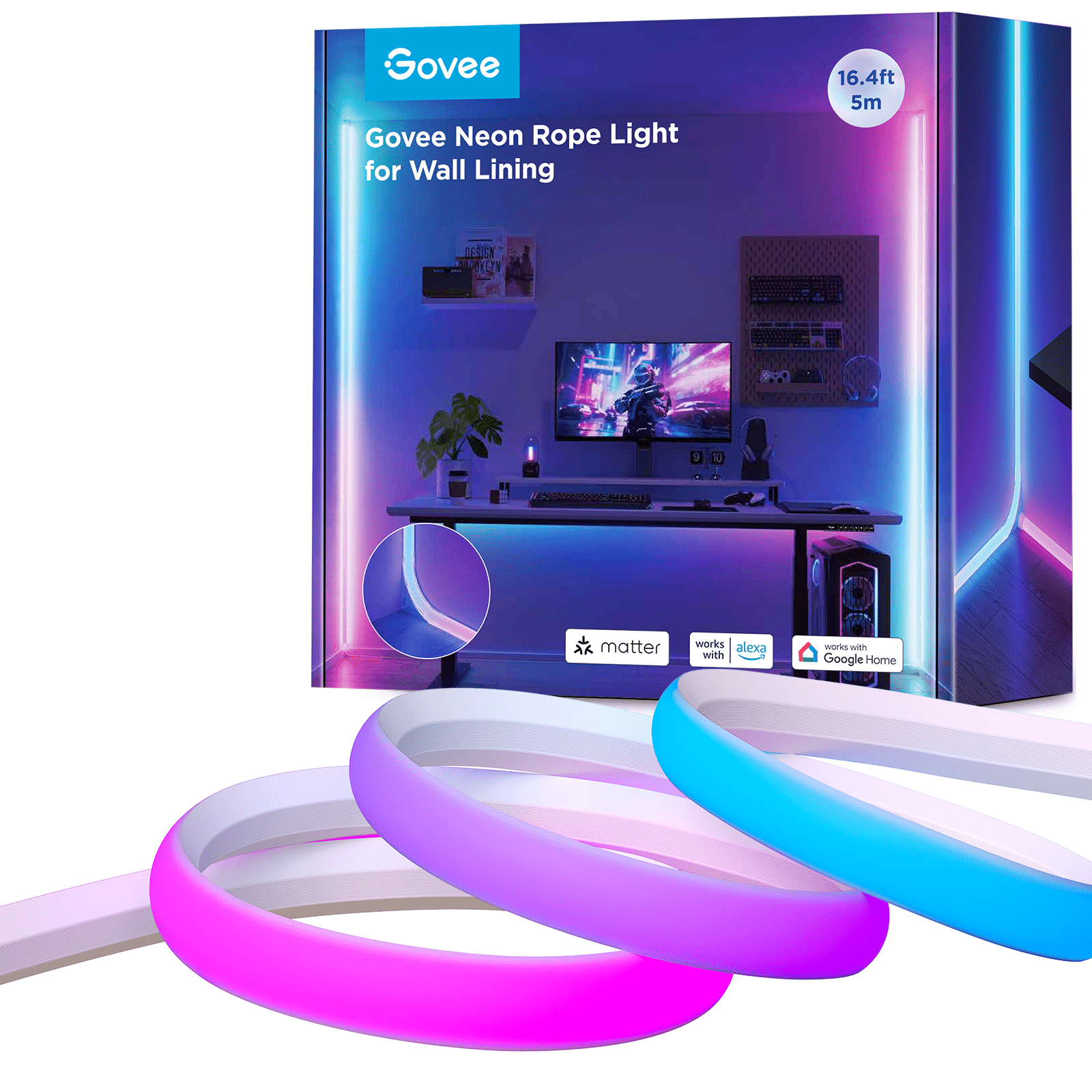 Govee 5M Neon Rope Light for Wall Lining