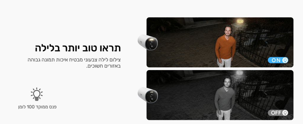תראו יותר טוב בלילה
צילום לילה צבעוני מבטיח איכות תמונה גבוהה באזורים חשוכים